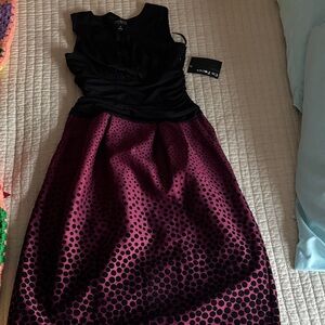 Black and Burgundy Polka Dot Dress